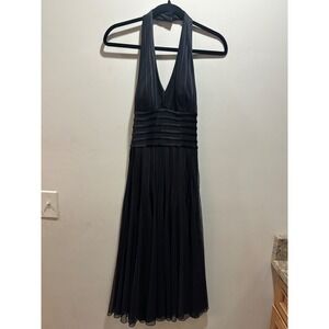 Y2K Cache Black Halter Neck Dress Formal Cocktail‎ Party Sleeveless Lined Size 6